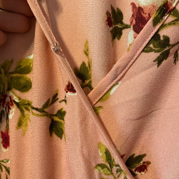 Long Sleeve V Neck Pink Floral Wrap Xhilaration Dress - Picture 4 of 6